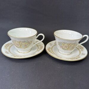 Lenox Oxford Bone China 'Song‎ Birds' Teacup & Saucer, Vintage 1962-85, Set of 2